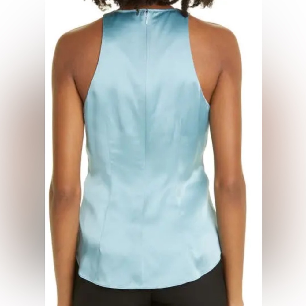$325 Cinq a Sept ravine blue Amari Twist Cutout Silk Tank Top Sleeveless xs - Picture 2 of 10